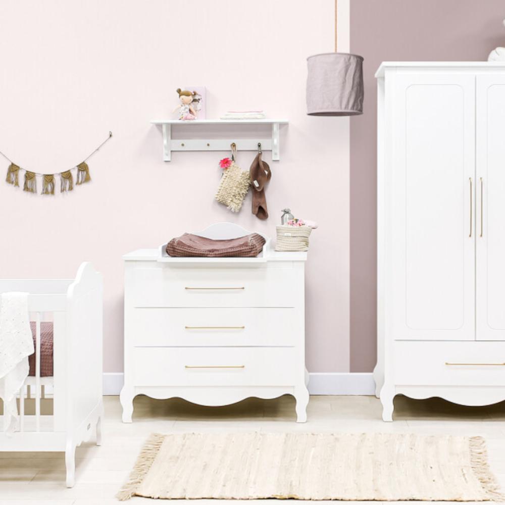 Bopita Elena Babyzimmer Weiß | Bett 70x140 cm + Kommode Weiß Bild 1