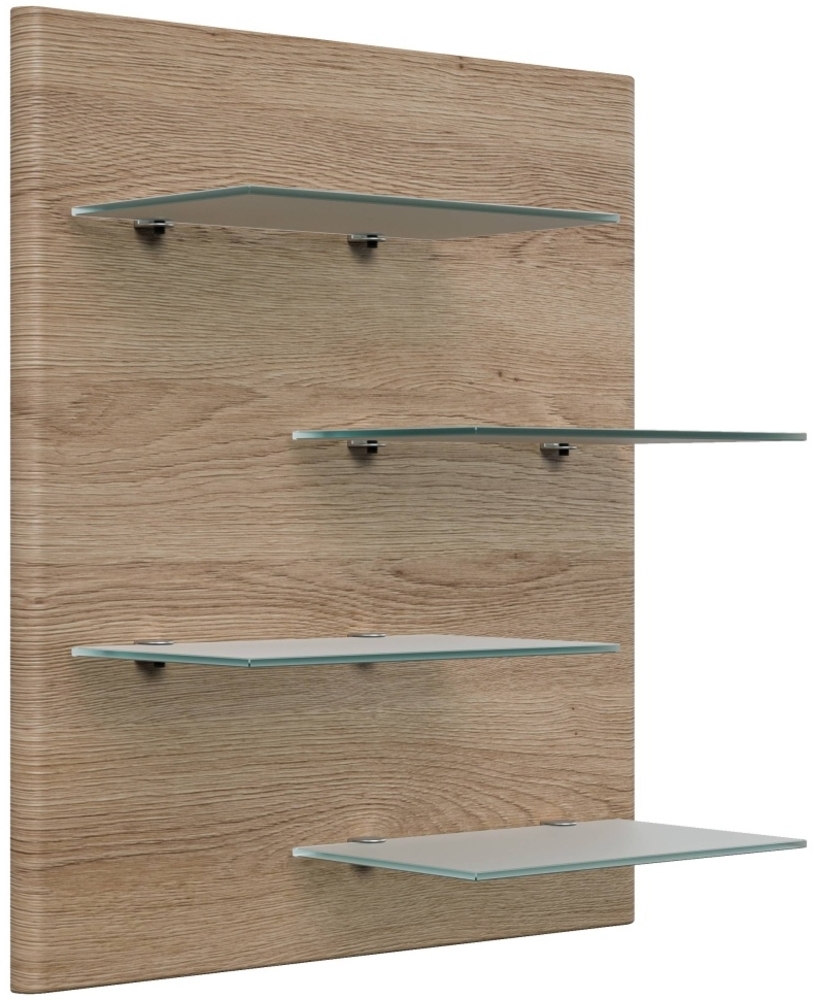 Wandregal Emotion 4 Glasablagen 52x60 cm Eiche hell : Weissmatt / Eiche hell Bild 1