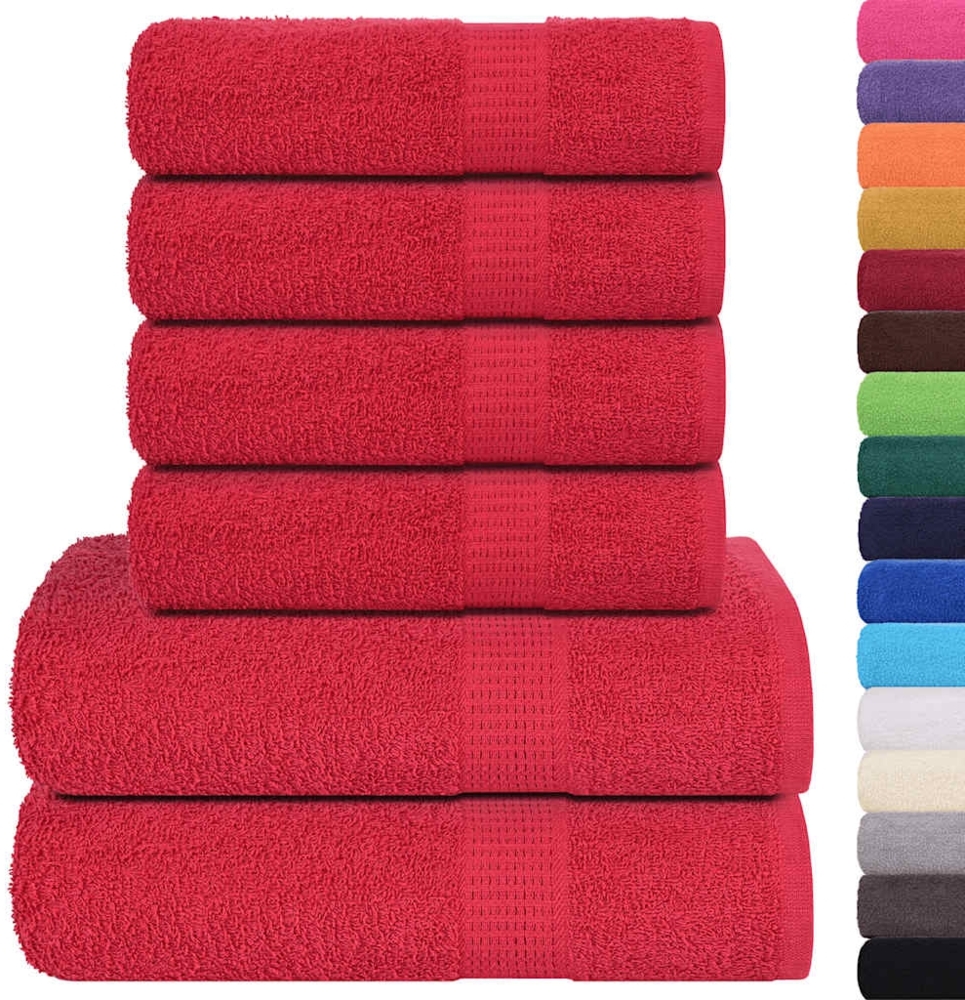 vidaXL 6-tlg. Handtuch-Set FROGN Rot 360 g/m² 137089 Bild 1