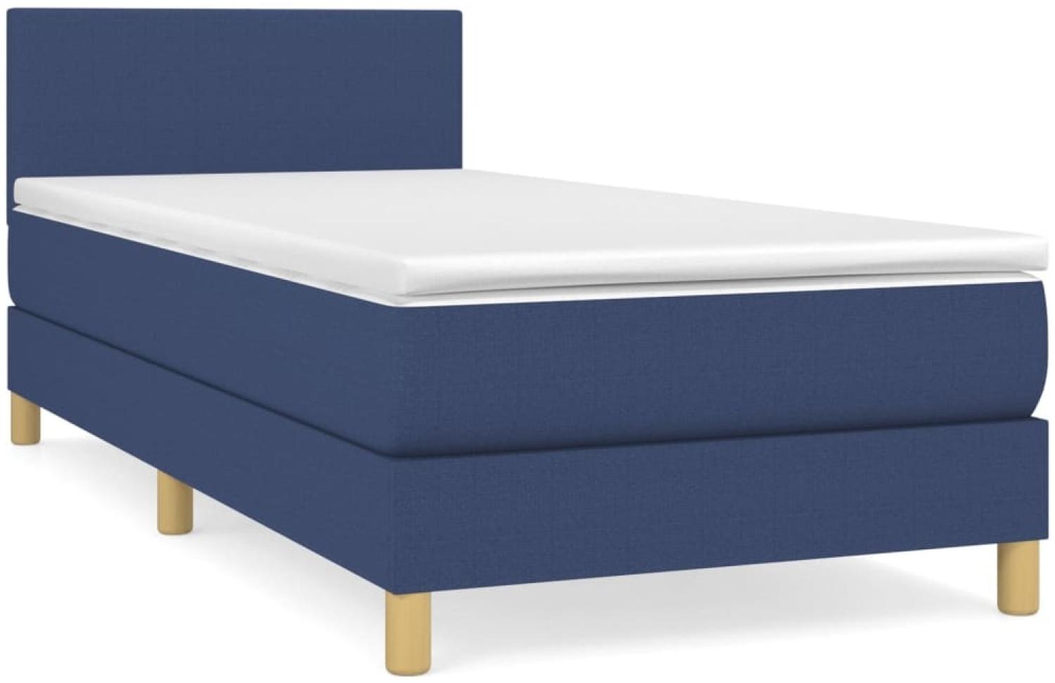vidaXL Boxspringbett mit Matratze Blau 80x200 cm Stoff 3140415 Bild 1