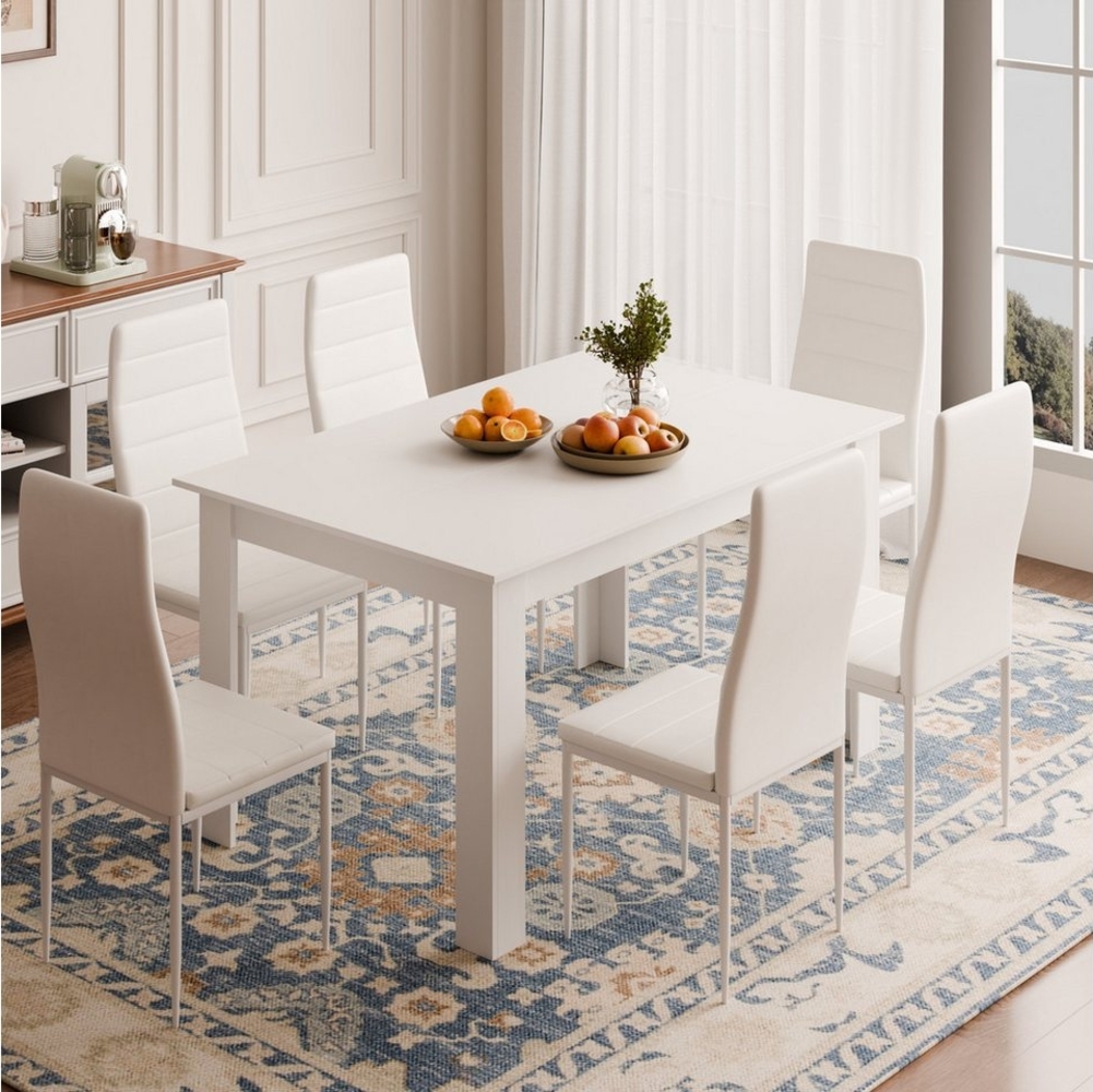 Mondeer Essgruppe Esszimmergruppe (Set, 7-tlg), mit 6 weiß Stühlen Bild 1