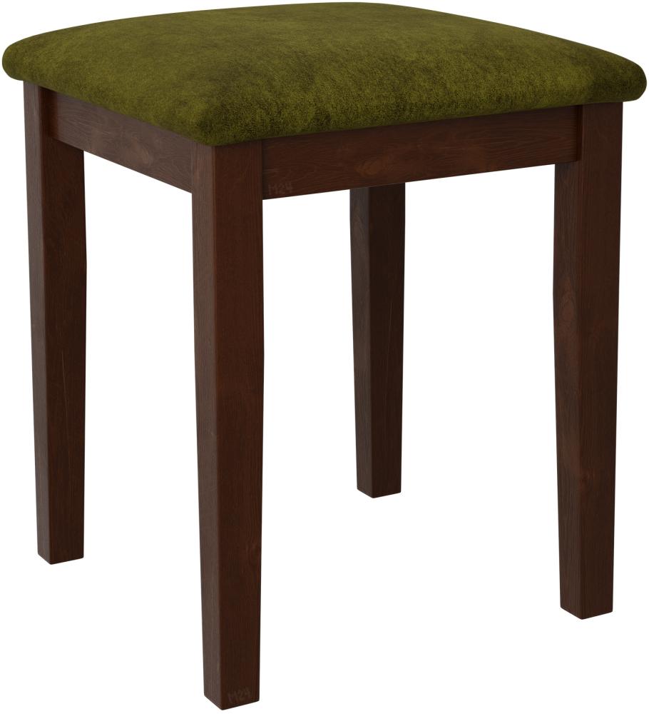 Hocker T3, Schemel bis 120 kg, aus Buchenholz, 36x36x47 cm (Stoff: Zetta 297, Holzfarbe: Nuss) Bild 1