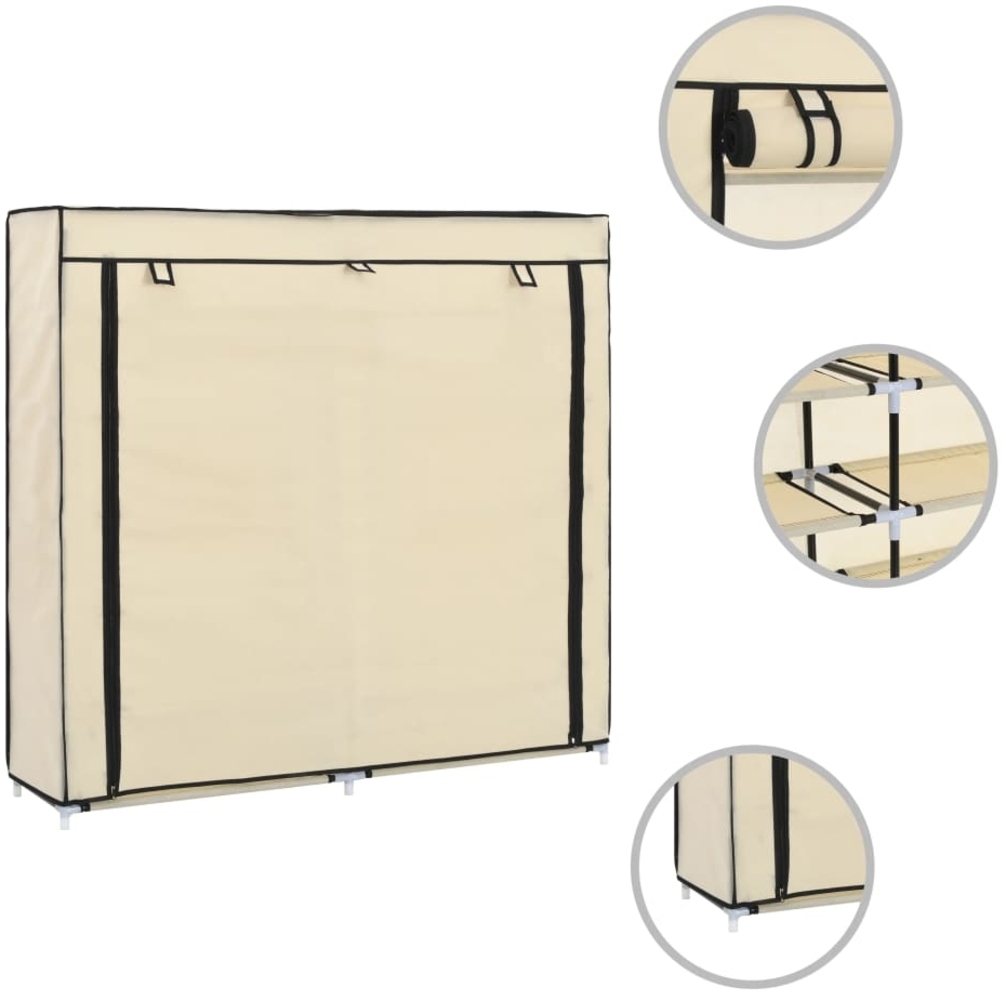 vidaXL Schuhschrank mit Abdeckung Cremeweiß 115 x 28 x 110 cm Stoff 282433 Bild 1