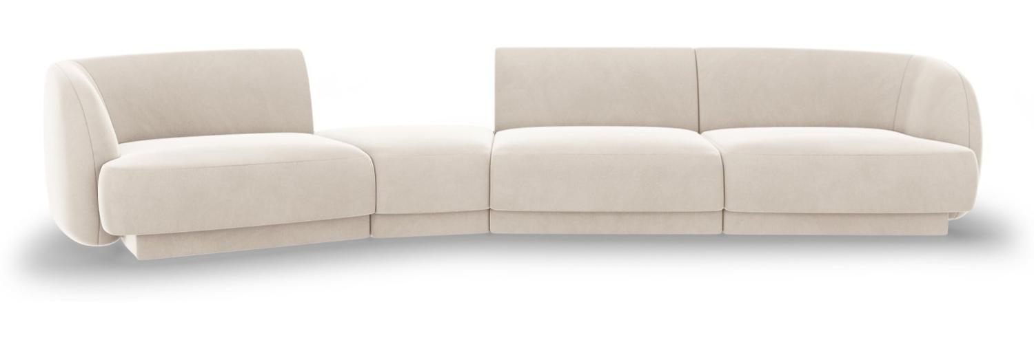 Micadoni Modulares Sofa Miley 4-Sitzer Links Samtstoff Helles Beige Bild 1