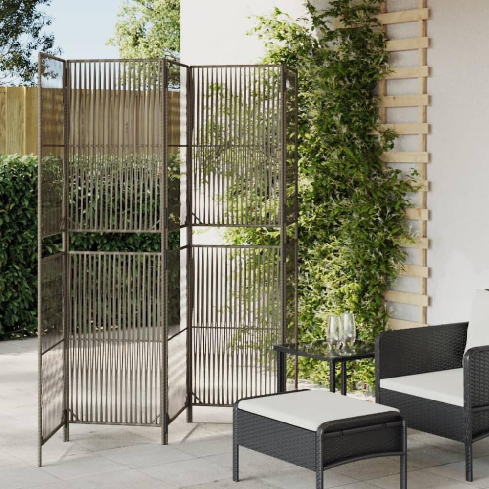 vidaXL Paravent 5-tlg. Grau Poly Rattan 365382 Bild 1