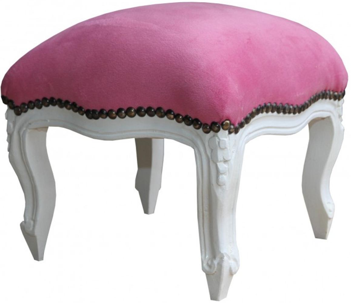 Casa Padrino Barock Fußhocker Rosa / Weiß - Antik Stil Möbel - Hocker Bild 1