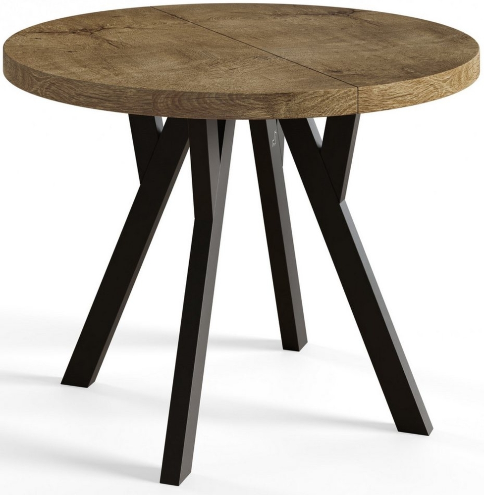 Alpi-Möbel Esstisch Wohnzimmertisch - Ausziehbarer runder Tisch 80-120 cm - Lefkas Eiche, Ausziehbar, 1 x Einsatz 50 cm Bild 1