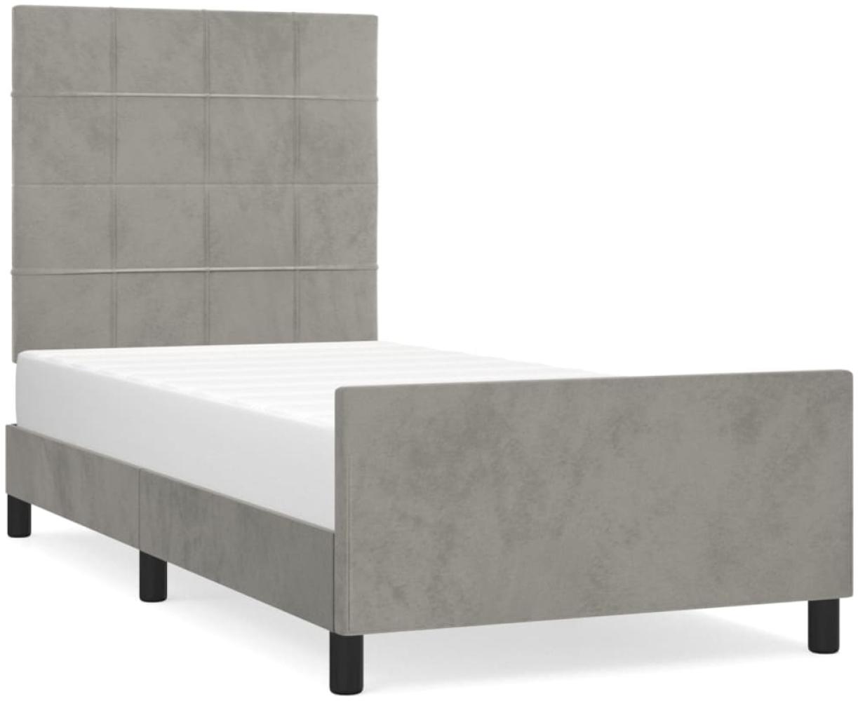 vidaXL Bettgestell mit Kopfteil Hellgrau 100x200 cm Samt [3125739] Bild 1