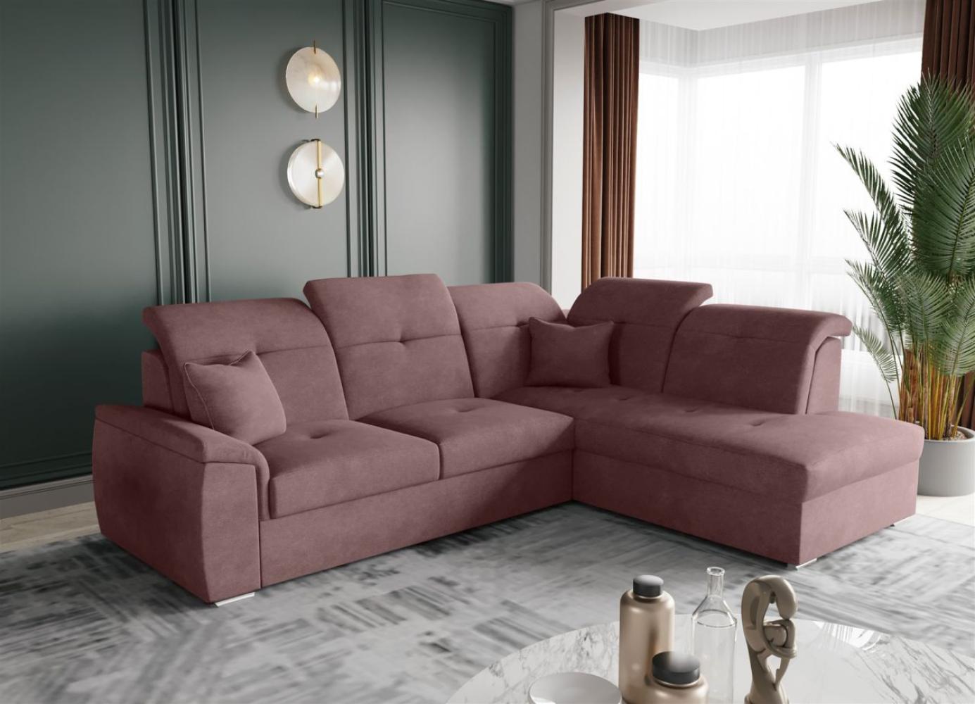 Ecksofa Schlafsofa Sofa FREJA Stoff Brooklyn Altrosa Ottomane Rechts Bild 1