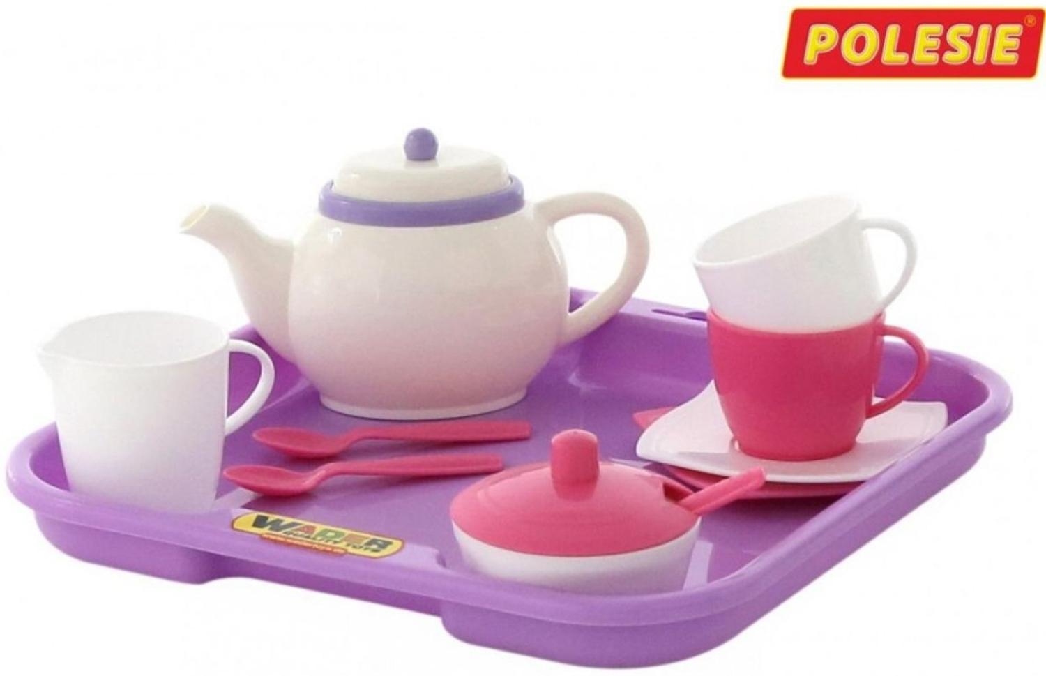 Polesie Kinder-Teeservice 58959 Alice 13-teilig Tassen Löffel Teekanne Tablett lila Bild 1