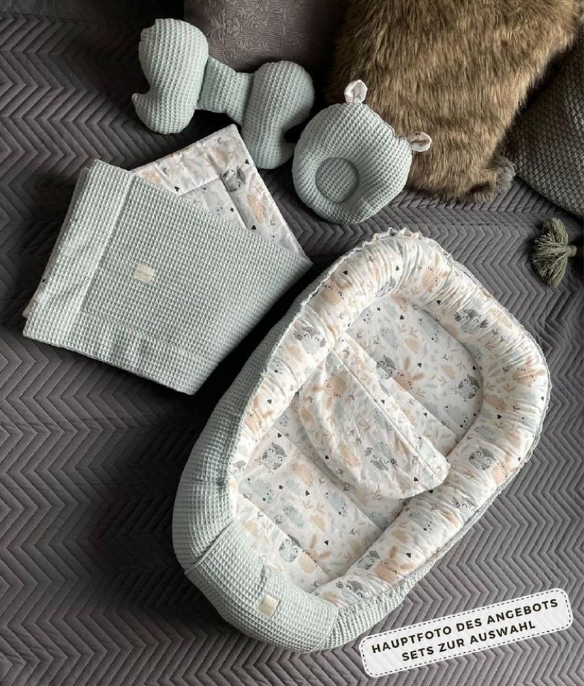 Loolay Bettnestchen Minze WAFFELPIQUE/ HASE Beige Weiß Babynest Babyausstattung, (Reisebett Nestchen SOLO/ o. in PREMIUM Geschenk SETS für Neugeborene, 1-tlg, 4 Jahreszeiten ATMUNGSAKTIVER WAFFELSTOFF Bestseller GESCHENK), LOOLAY® - 100% Europäische St... Bild 1