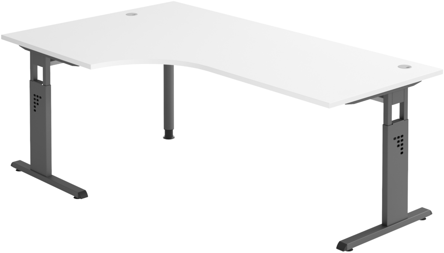 bümö höhenverstellbarer Eckschreibtisch O-Serie 200x120 cm in weiß, Gestell in Graphit - Schreibtisch L Form, großer Tisch für's Büro, Computertisch höhenverstellbar, OS-82-W-G Bild 1