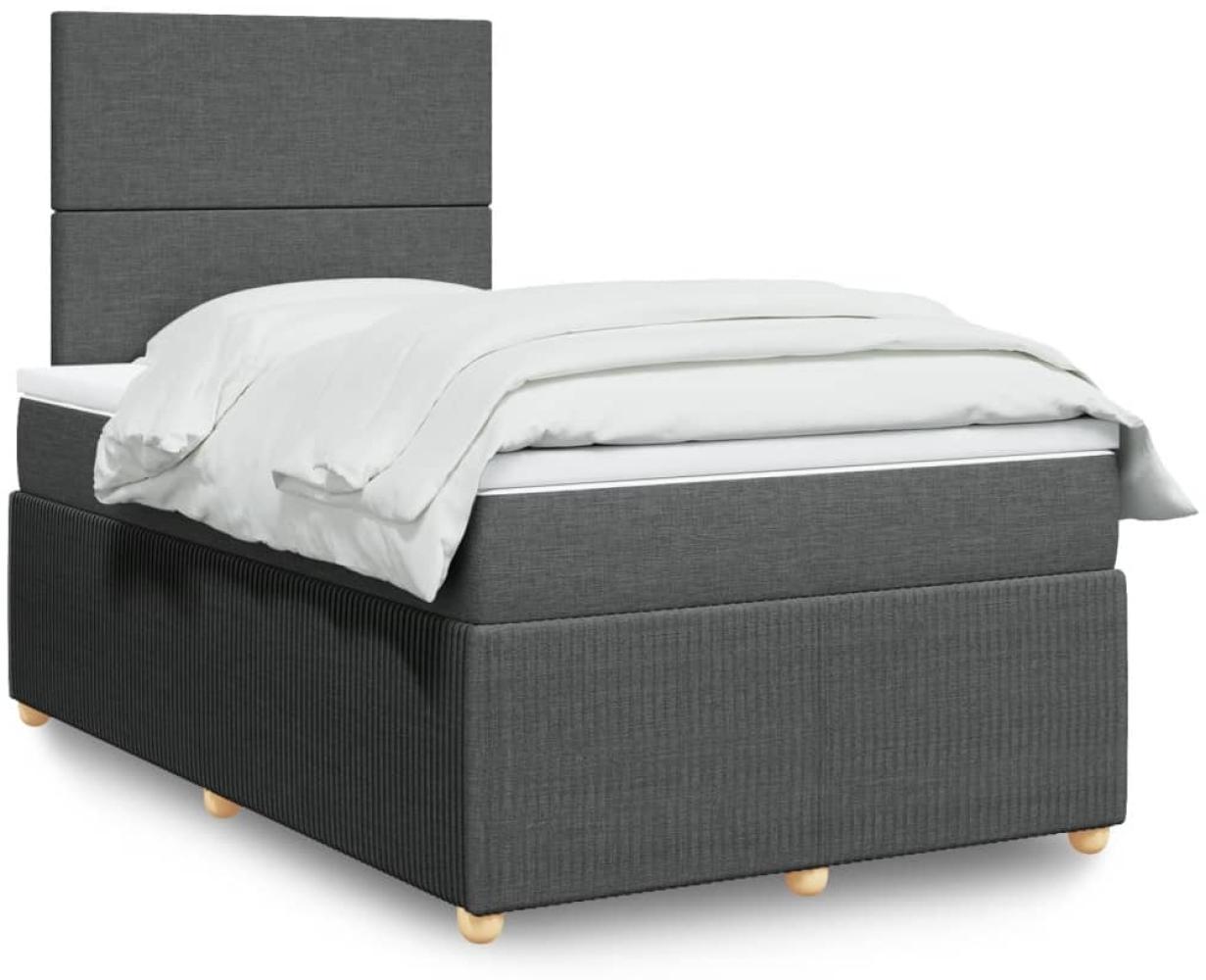 vidaXL Boxspringbett mit Matratze Dunkelgrau 120x200 cm Stoff 3294317 Bild 1