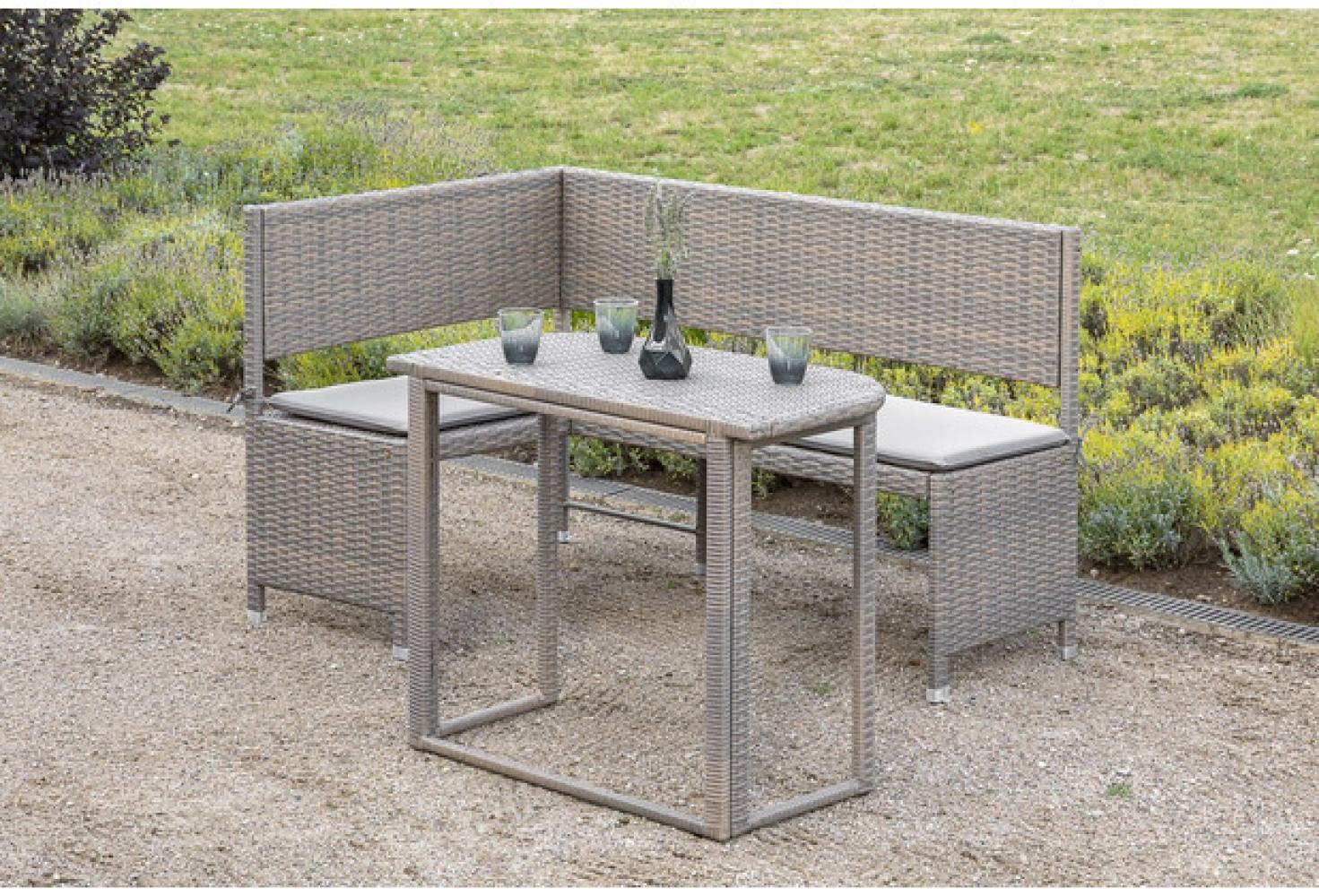 Hertie Garten Eckbank Set, 1 Eckbank, 148 x 100 x 91 cm, inkl. Sitzkissen, braun, 1 Klappentisch, 90 Bild 1