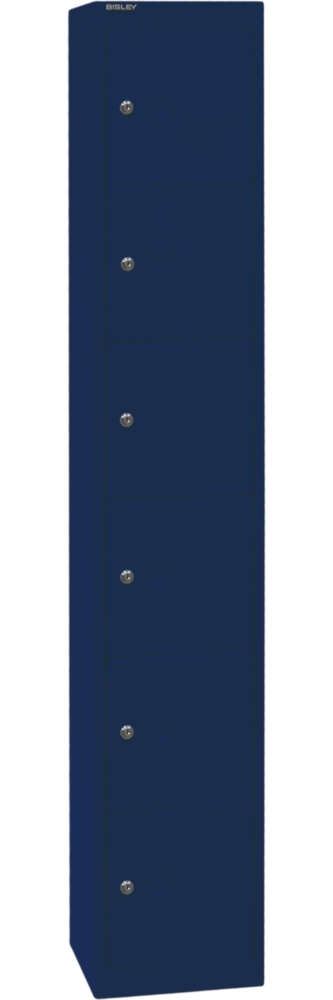 Bisley Garderobenschrank Office mit Schloss aus Stahlblech, 6 Fächer - Schließfächer einzeln abschließbar, Schließfachschrank - Tiefe: 30,5 cm - Farbe: oxfordblau, CLK126-639 Bild 1