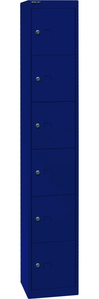 Bisley Garderobenschrank Office mit Schloss aus Stahlblech, 6 Fächer - Schließfächer einzeln abschließbar, Schließfachschrank - Tiefe: 30,5 cm - Farbe: oxfordblau, CLK126-639 Bild 1