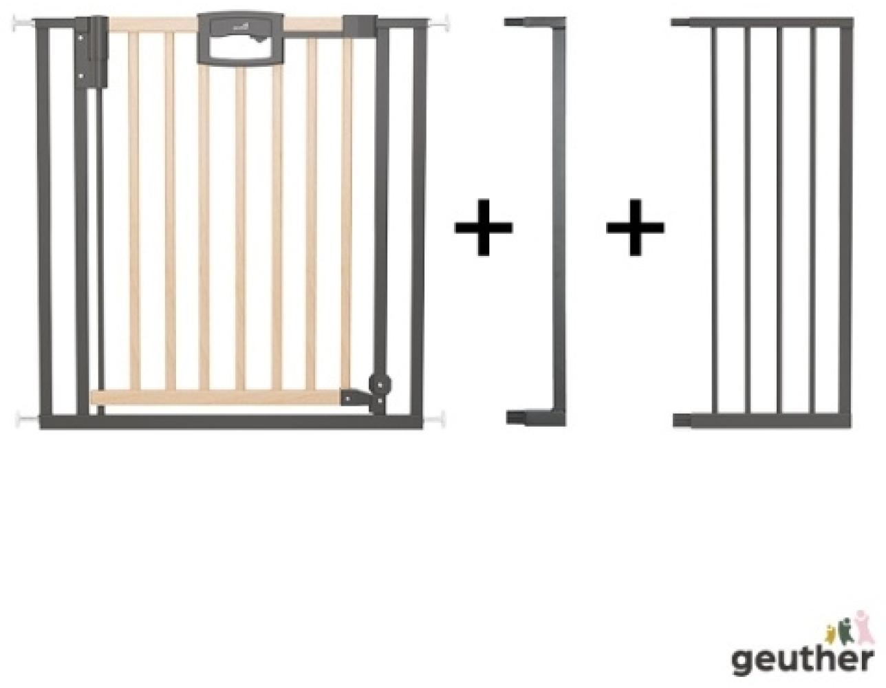 Geuther Türschutzgitter 'Easylock Plus' zum Klemmen für Öffnungen, Holz/ Metall, Natur/ Schwarz, 120,5 cm - 128,5 cm Bild 1