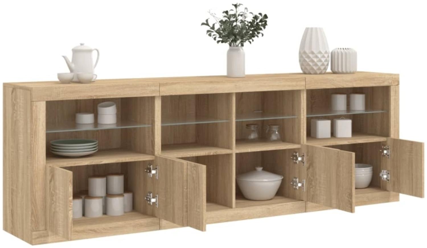 vidaXL Sideboard mit LED-Leuchten Sonoma-Eiche 202x37x67 cm 3209011 Bild 1