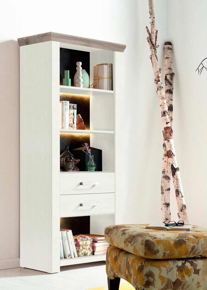 set one by Musterring Regal York, Typ 11, mit 2 Schubkästen, Beleuchtung optional, B 75 x H 175 cm Bild 1