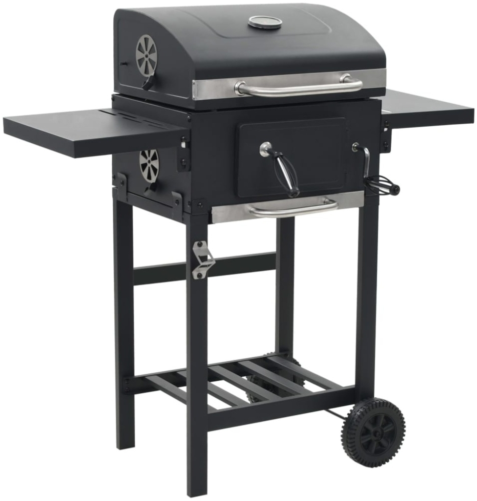 vidaXL Holzkohlegrill mit Unterer Ablage, Stahl, Schwarz, 97 x 57 x 99 cm Bild 1