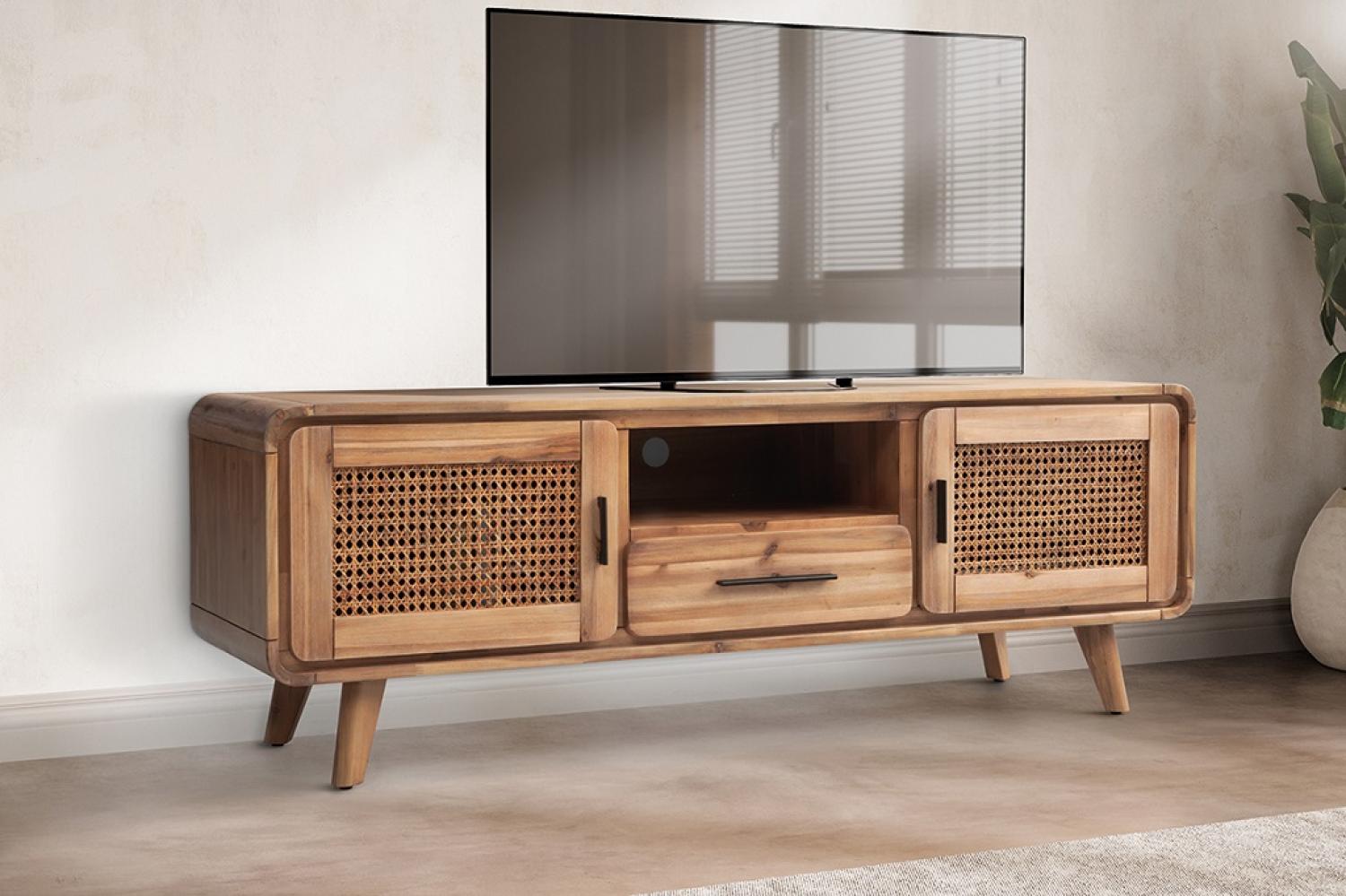 TV Element 160x60 cm 'Ravello' Akazie & Rattangeflecht Bild 1
