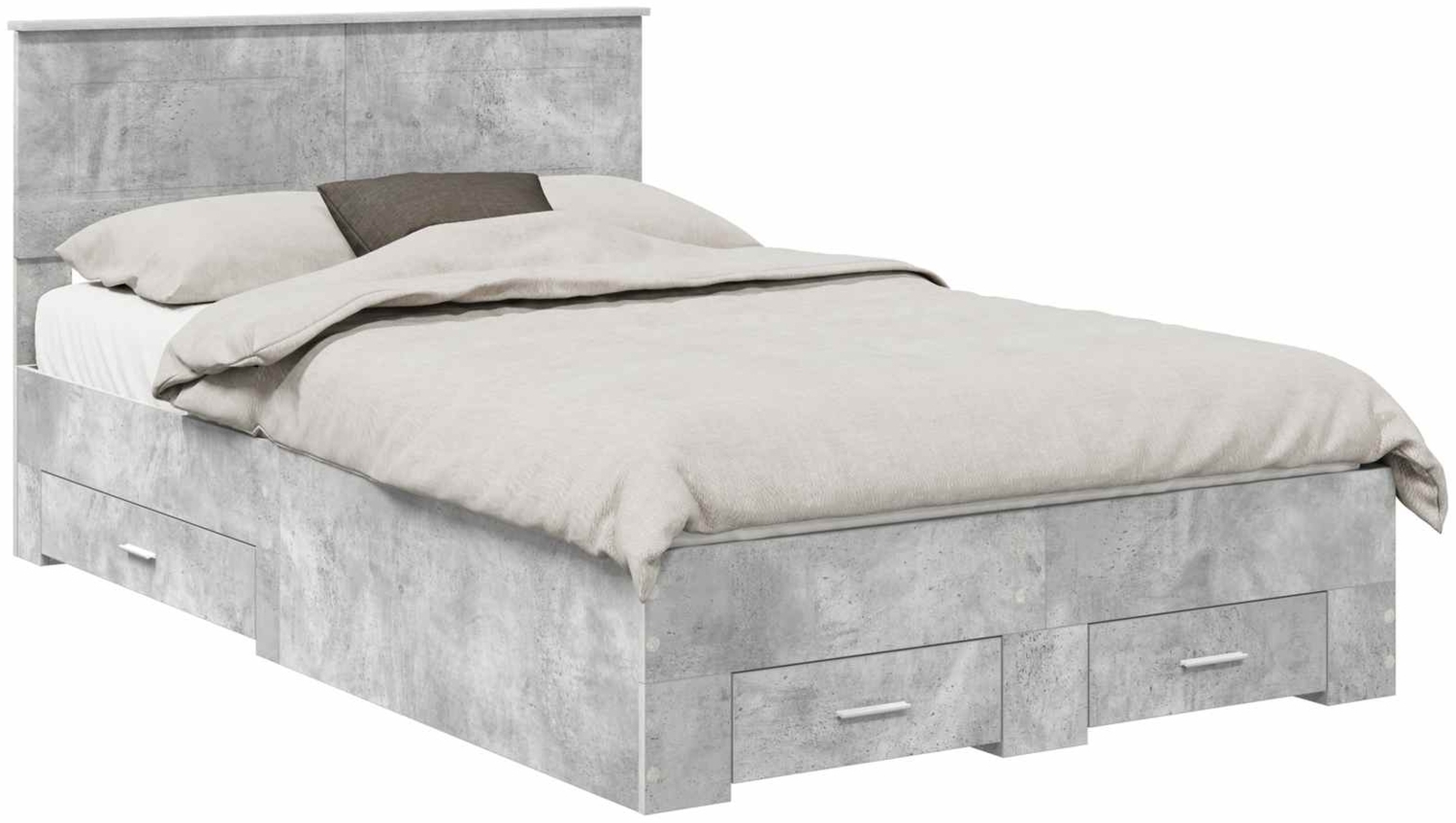 vidaXL Bettrahmen mit Kopfteil Beton Grau 120x190 cm Holzwerkstoff 3408284 Bild 1