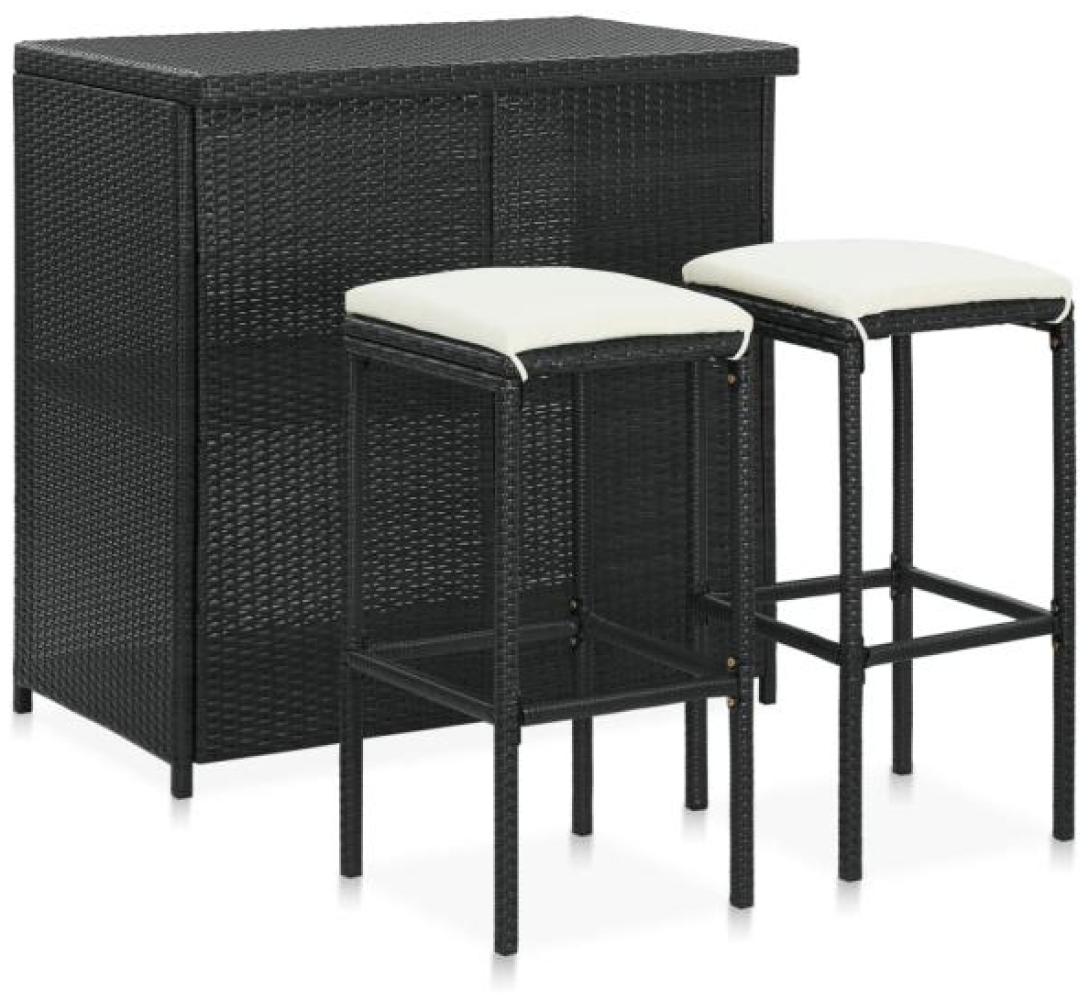 vidaXL 3-tlg. Bar Set Poly Rattan Schwarz Bild 1