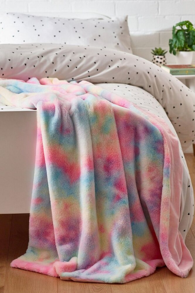 Next Tagesdecke Tagesdecke aus Kunstfell, Regenbogen-Farbverlauf Bild 1