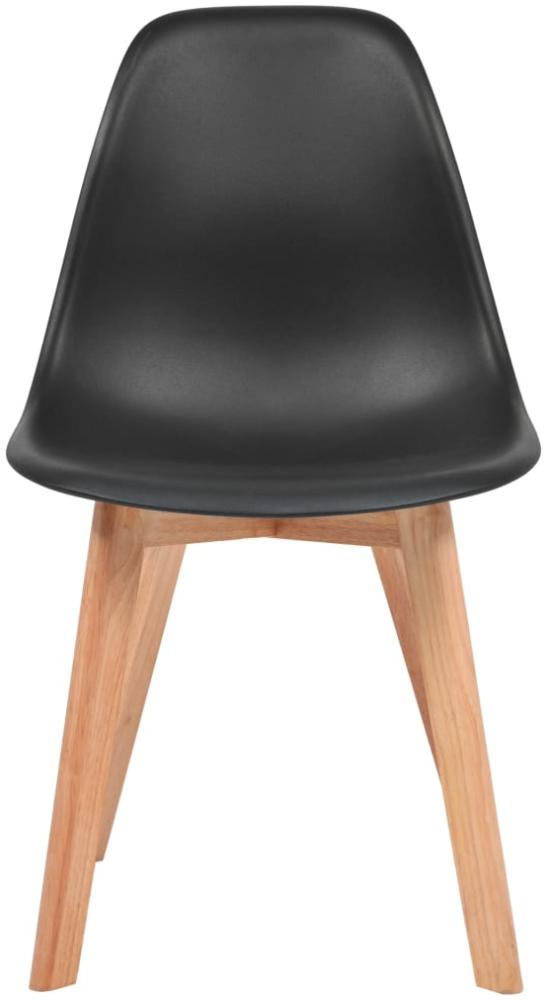 Esszimmerstühle 2 Stk. Schwarz Kunststoff/Gummibaum Bild 1