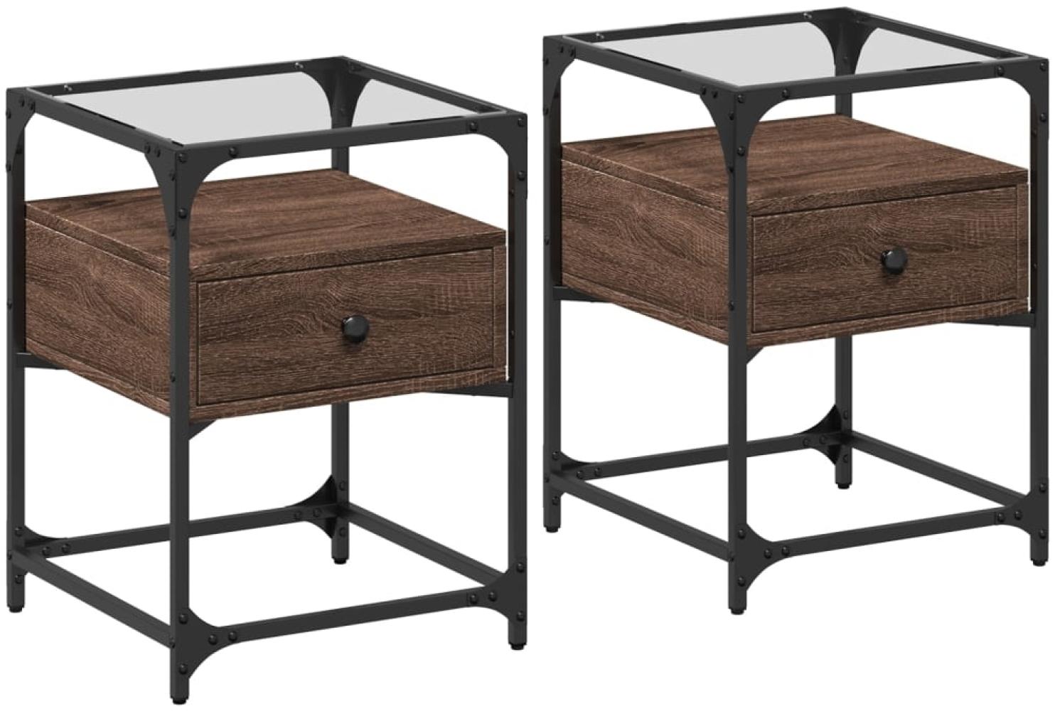 vidaXL Nachttische 2 Stk. Braun Eichen-Optik 40x40x55 cm Holzwerkstoff 846083 Bild 1