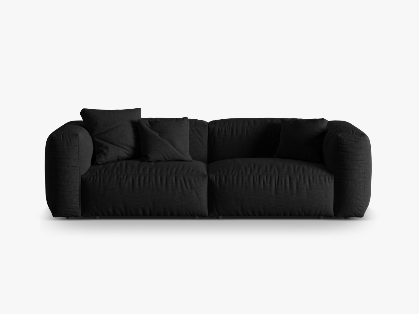Micadoni Sofa Martina 3-Sitzer Strukturierter Stoff Schwarz Bild 1