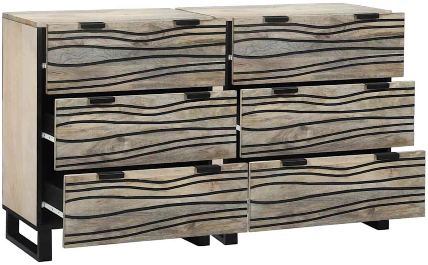 vidaXL Sideboards 2 pcs Weiß 60 x 33.5 x 75 cm massives Mangoholz 3310046 Bild 1