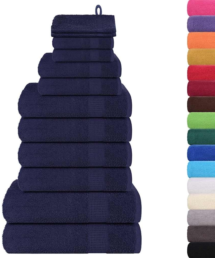 vidaXL 12-tlg. Handtuch-Set FROGN Marineblau 100 % Baumwolle 137100 Bild 1