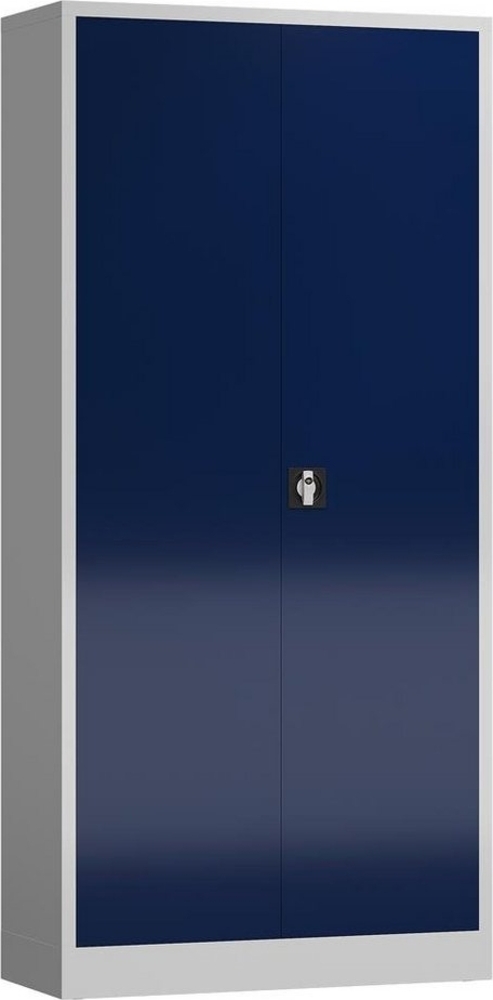 Aktenschrank Metallschrank 2 Türen 4 Fachböden 194,5 x 92 x 42 cm grau/enzianblau Bild 1