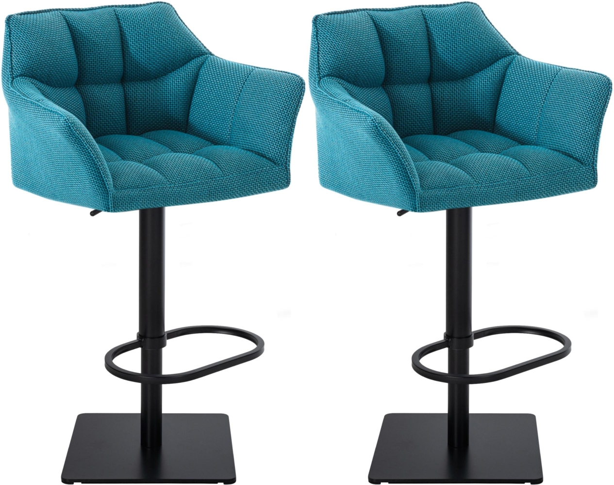 CLP 2er Set Barhocker Damaso Stoff drehbar und höhenverstellbar,türkis schwarz Bild 1