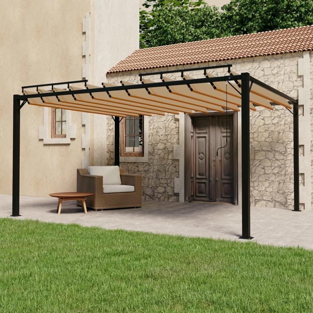 vidaXL Pergola mit Lamellendach 3x4 m Taupe Stoff und Aluminium 313928 Bild 1