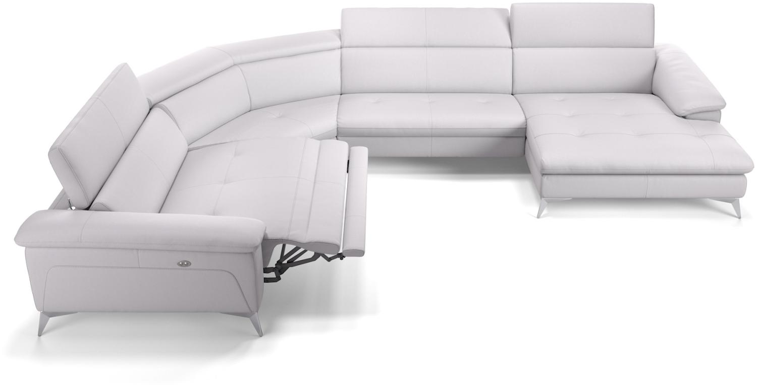 Sofanella Ecksofa STELLA Sofalandschaft Polstergarnitur Echtleder in Weiß Bild 1