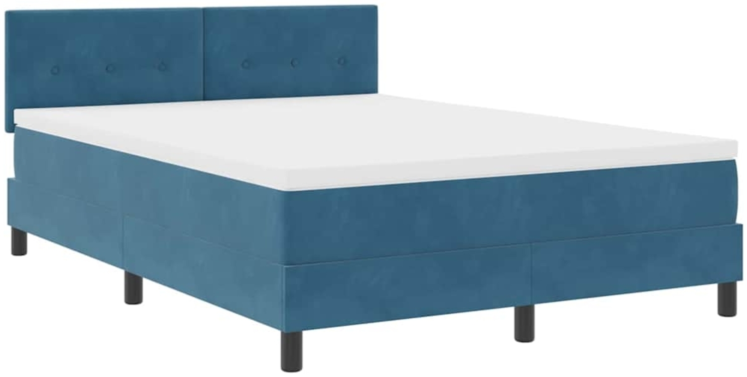 vidaXL Boxspringbett mit Matratze Dunkelblau 140 x 190 cm Samt 3342654 Bild 1