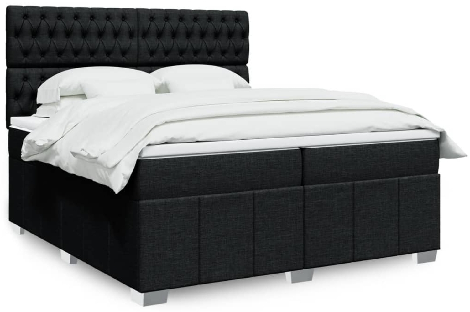 vidaXL Boxspringbett mit Matratze Schwarz 200x200 cm Stoff 3294084 Bild 1