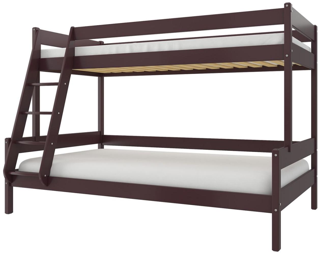 Etagenbett Family 90/120×200cm mit Lattenroste 100% Massivholz Schokolade NICHT MEHR LIEFERBAR mit 2 Schubladen Bild 1
