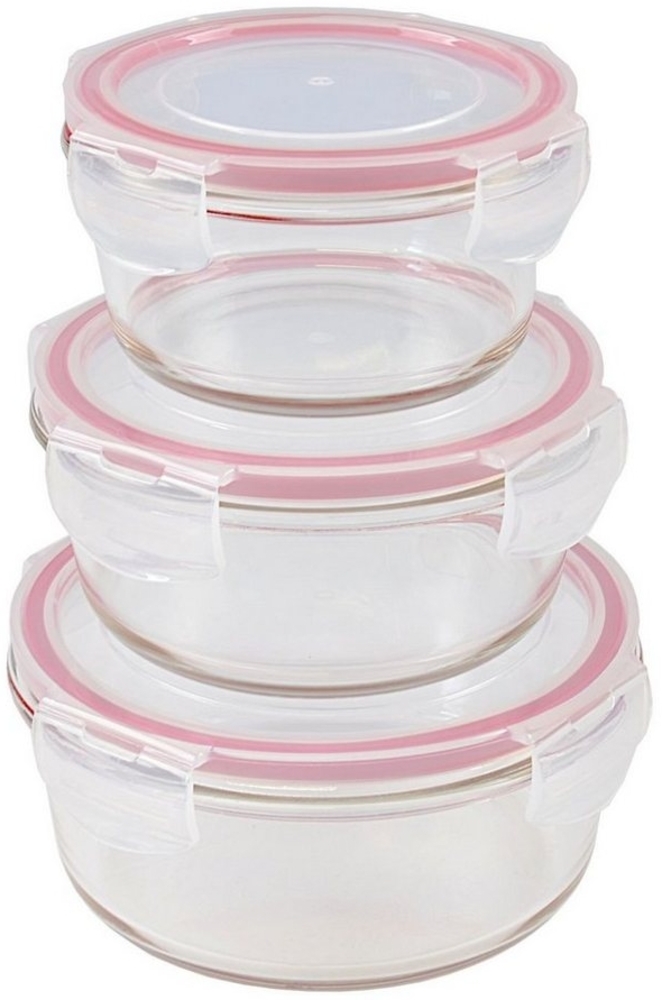 Glas-Frischhaltedosen mit Deckel 3er-Set rund Vorratsdose Gefrierdose Lunchbox Bild 1