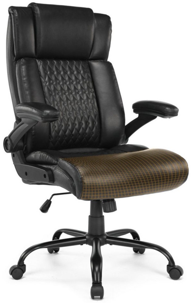 SeedWave Bürostuhl Ergonomischer Chefsessel Bürostuhl 150 kg Breite Sitzfläche, PU-Leder, mit Liegefunktion und Klapparmlehnen,Schreibtischsessel für Homeoffice Bild 1