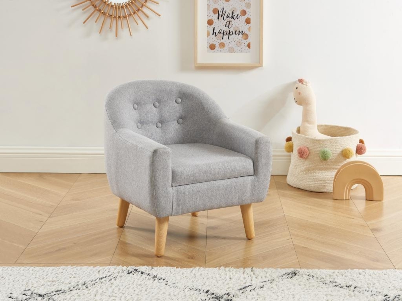 Vente-unique - Schaukelsessel Kindersessel - Stoff - Grau - CASORLA Bild 1