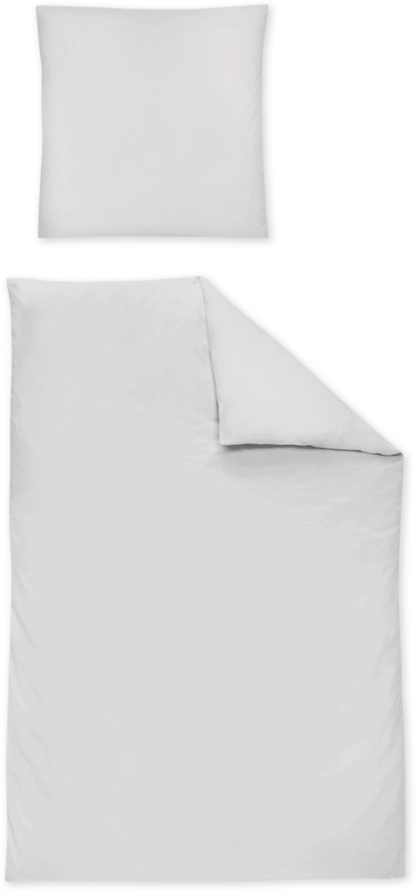 Irisette Mako-Satin uni Bettwäsche Set uni Paris 8000 grau 200x200 cm + 2 x Kissenbezug 80x80 cm Bild 1