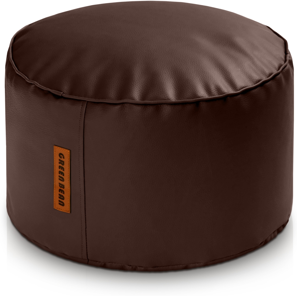 Green Bean® Sitzhocker aus Kunstleder - Pouf mit EPS Perlen Füllung - 43 x 30 cm - perfekte Ergänzung zum Sitzsack - Dunkelbraun Bild 1