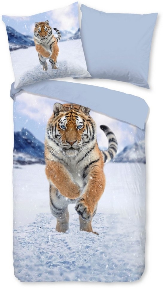 good morning Wendebettwäsche Zelda, Biber, Flanell, 3 teilig, Flanell, Biber, Winter, Warm, Wendeoptik, Schnee, Tiger, Landschaft Bild 1