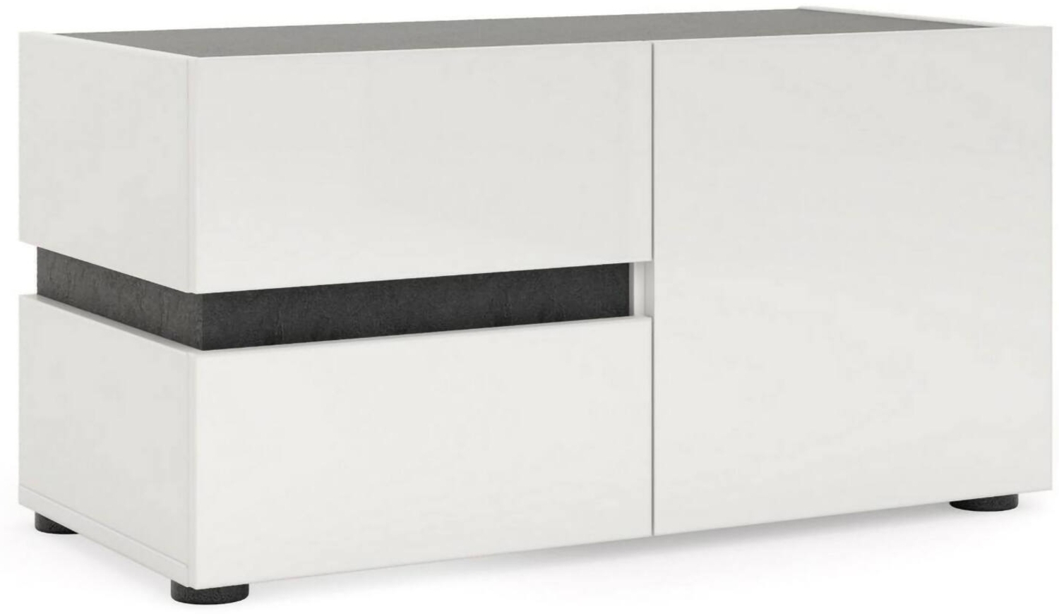Dmora Seul Eingangsmöbel, Garderobenschrank, Flurkomposition, multifunktionale Aufbewahrungskonsole, Made in Italy, 80x38h42 cm, glänzend weiß und anthrazit Bild 1