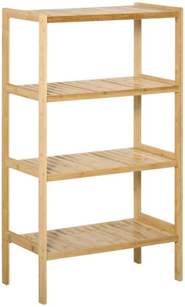 HOMCOM Standregal Bücherregal 4-stufiges Bambusregal Büroregal Lagerregal Aktenregal, für Bad Küche Wohnzimmer Schlafzimmer 1-tlg, Bambus Natur 62 x 33 x 112 cm Bild 1