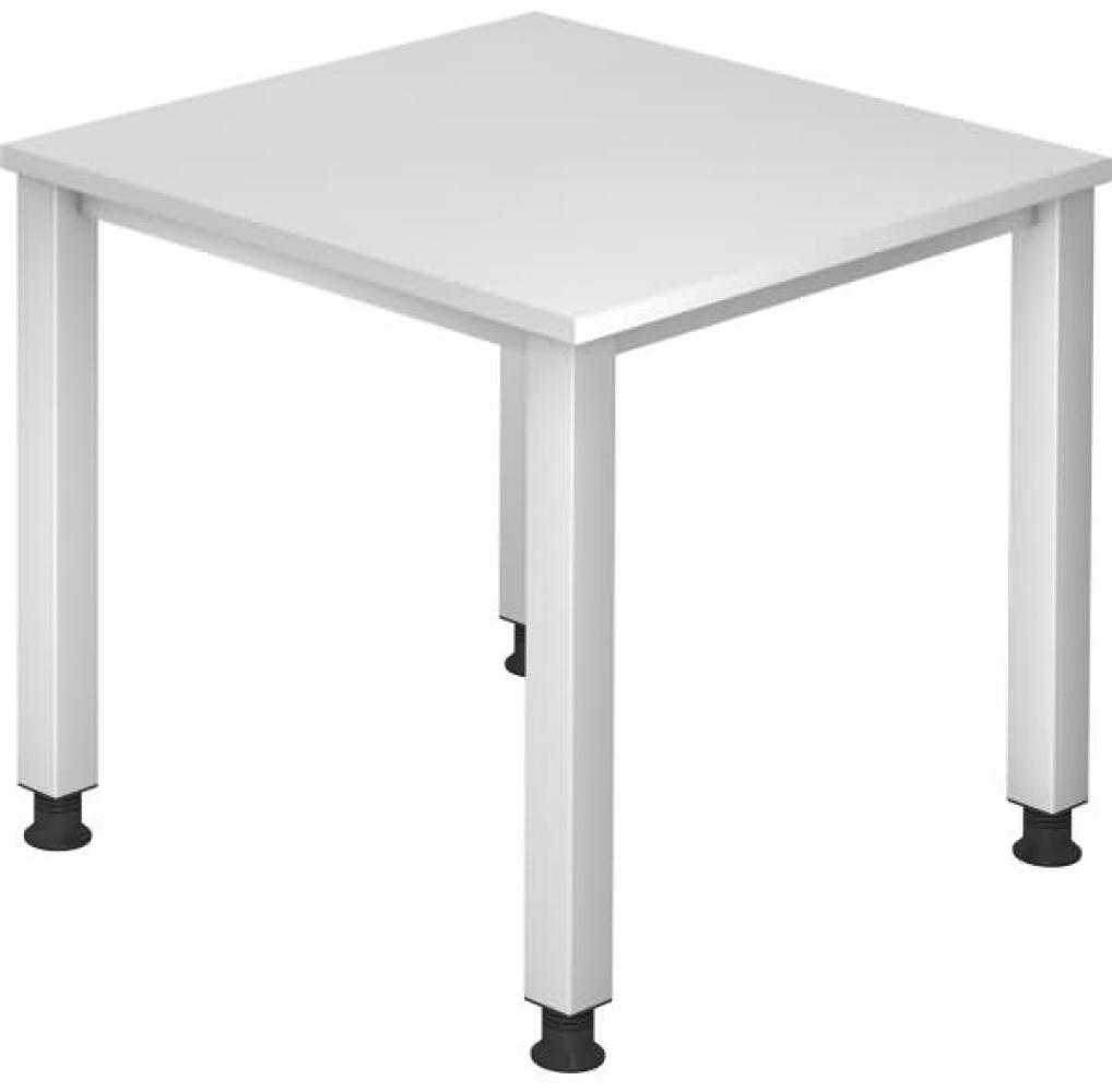 Schreibtisch QS08 4Fuß eckig 80x80cm Weiß Gestellfarbe: Silber Bild 1