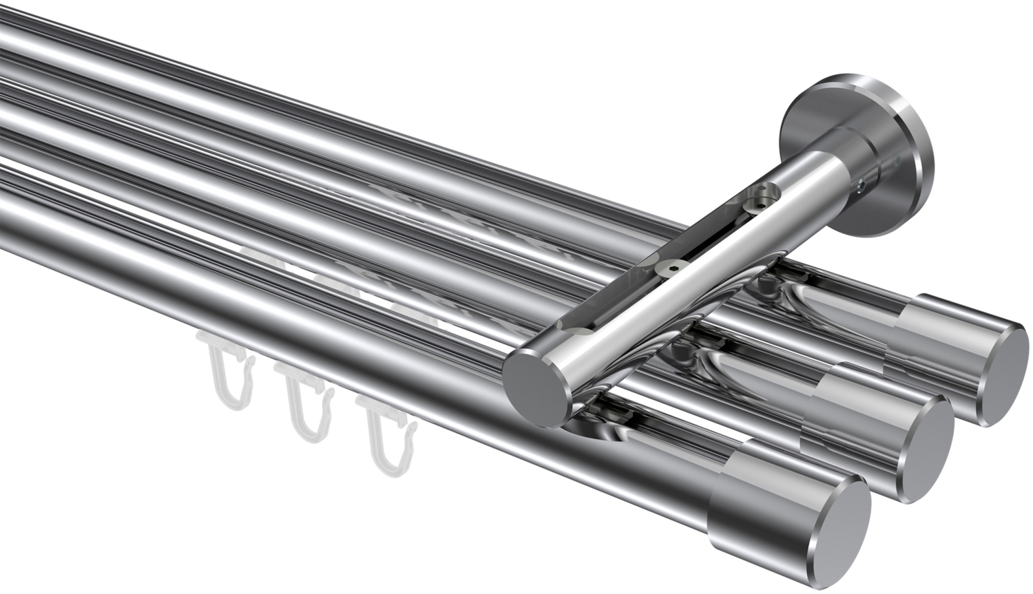 Innenlauf-Gardinenstangen-Set Siteno Santo 180 cm, 3-läufig, 20 mm Ø Chrom Bild 1